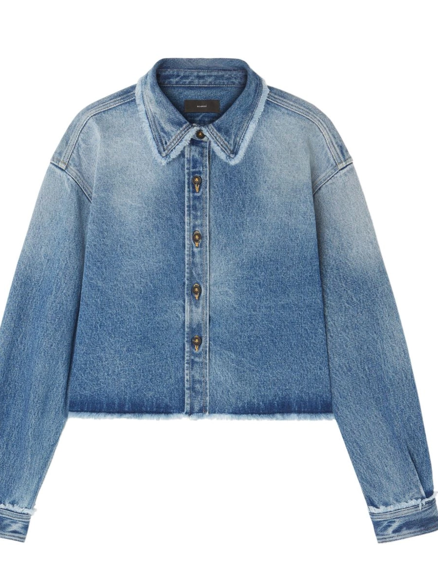Affordable Women jacket cropped frayed Alanui denim 0816